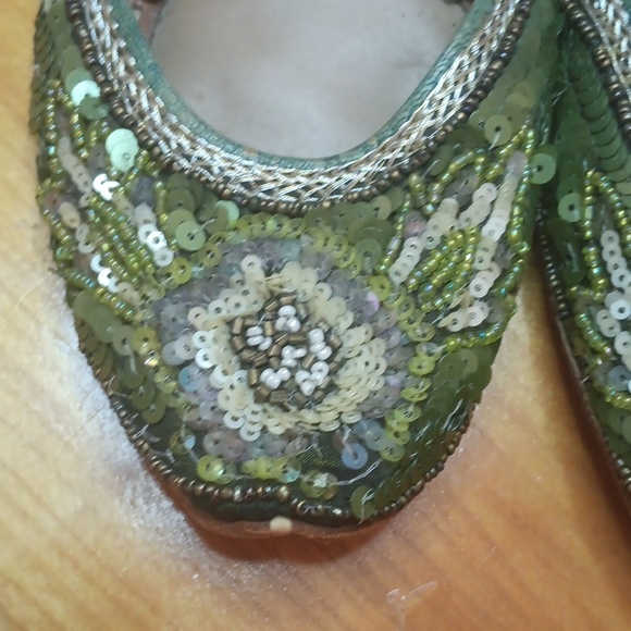 Embroidered Green Women's Flats India Size 7 Sequins - Picture 5 of 13